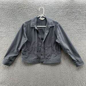 Metiseko Jacket Womens Small Blue Green Organic Cotton Boho Trucker Crop Pockets